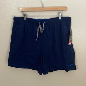 NWT Speedo Mens Navy Volley 16” Swim Trunks. XL